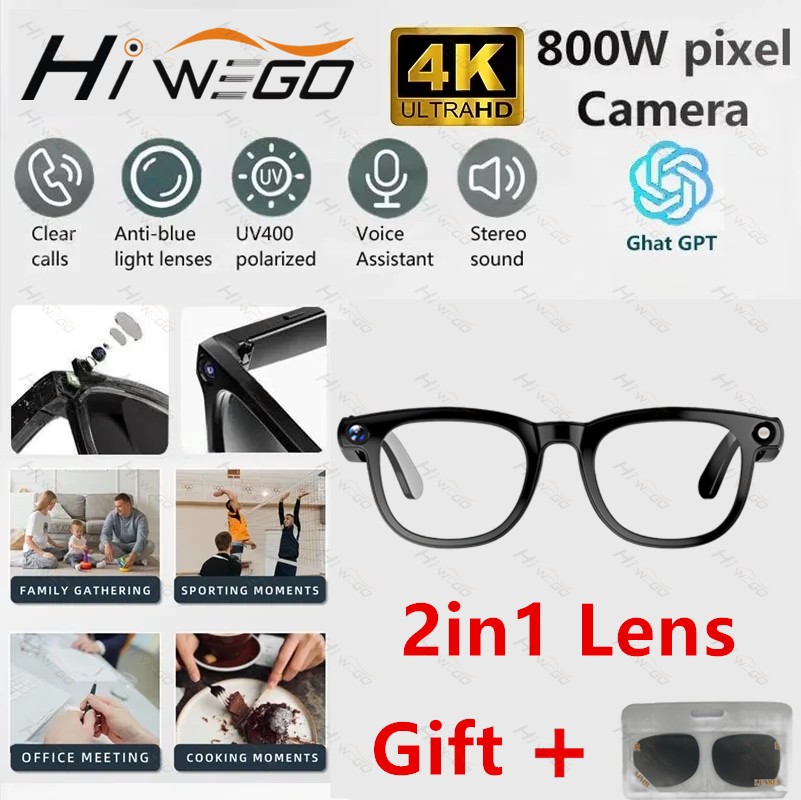 Photography With Ai - 2 in1 4K Smart AI Glasses
