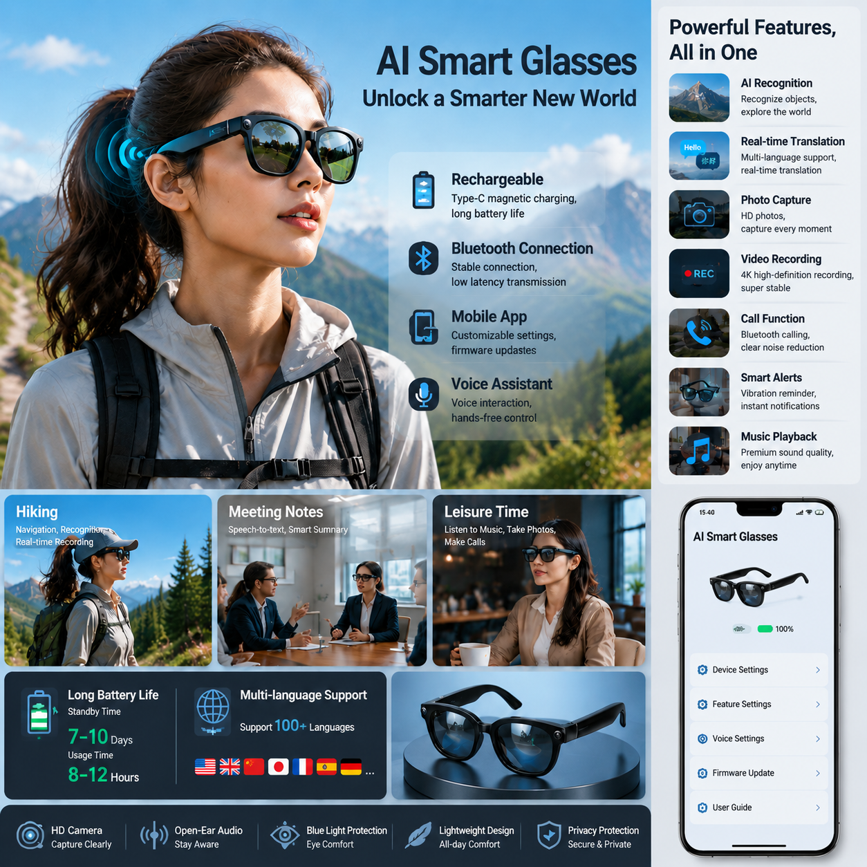 800W Pixel Camera Smart Glasse - Photography With Ai recensie en prijs