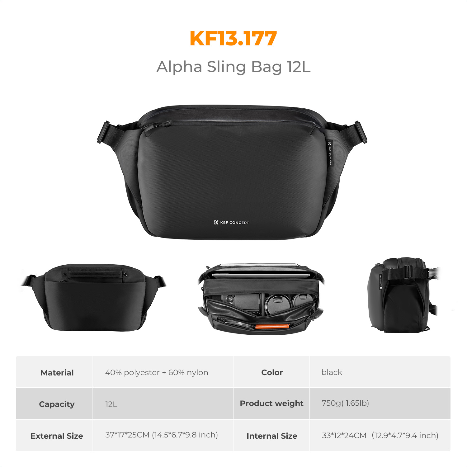 K&F CONCEPT 12L/10L Camera Sli - Lens Case Pouch recensie en prijs